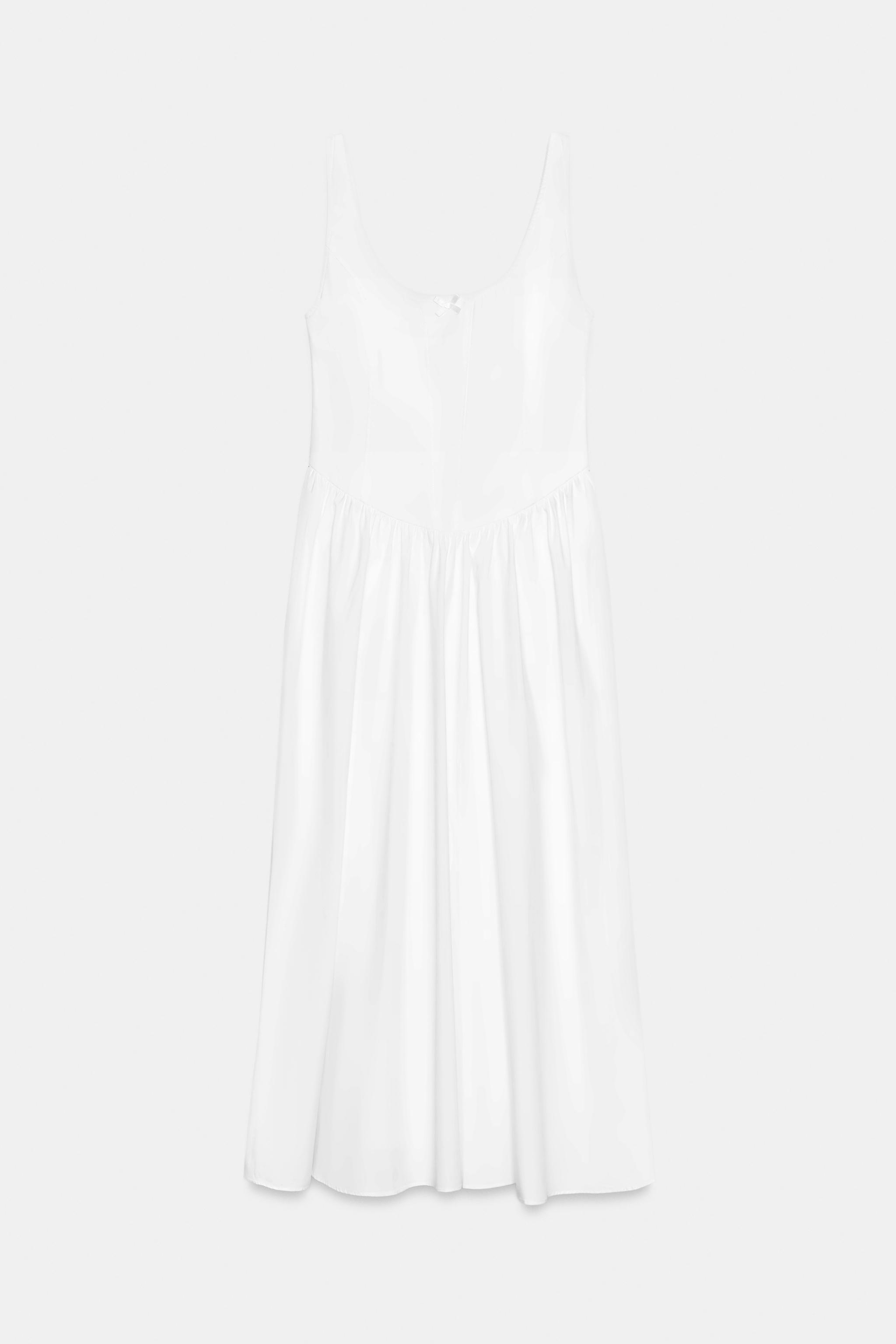 CORSET-STYLE POPLIN MIDI DRESS